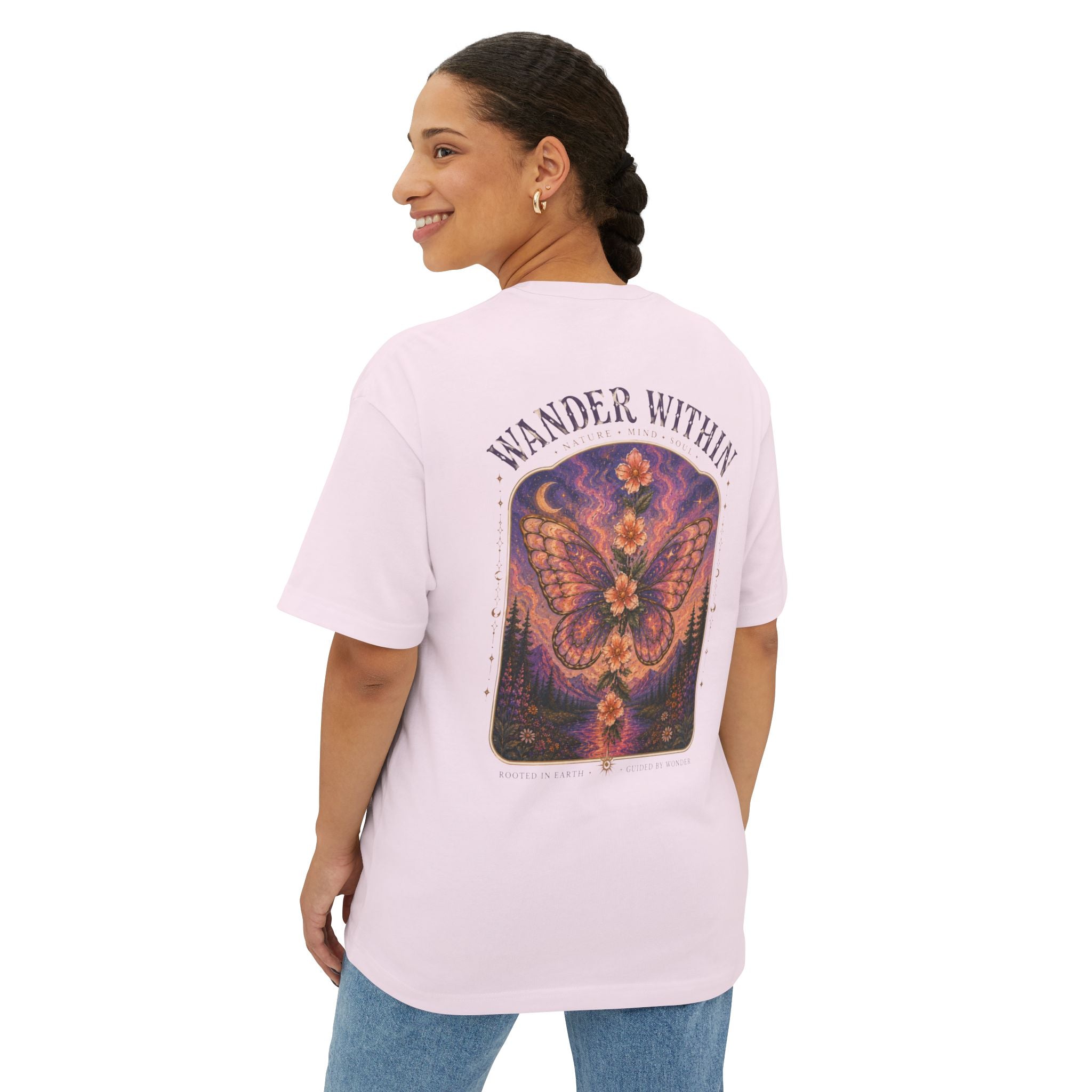 Wander Within to Journey Forward Tee — Inspirational Oversized Boxy T-Shirt
