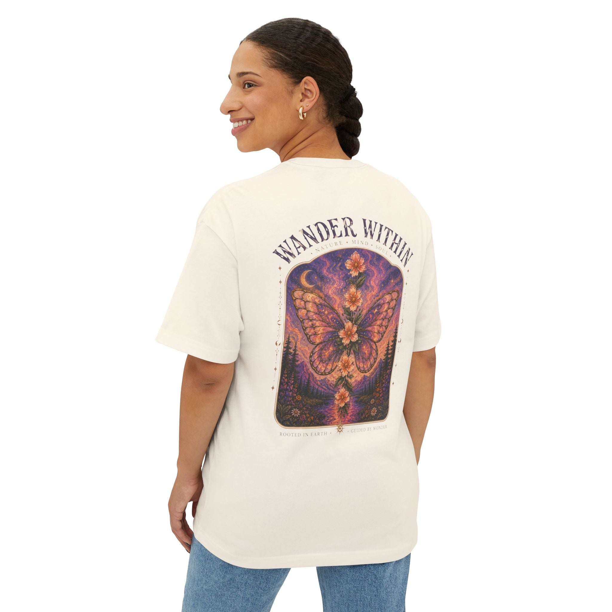 Wander Within to Journey Forward Tee — Inspirational Oversized Boxy T-Shirt